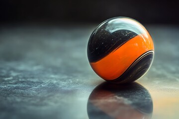 closeup of rolling marble ball