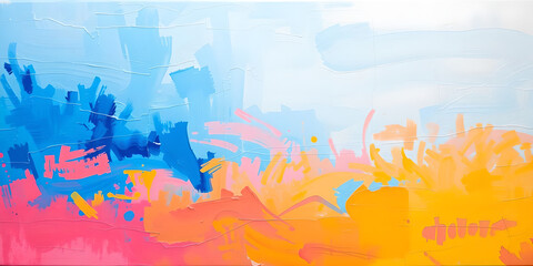 Abstract Colorful Brushstrokes Background, Vibrant Modern Art Painting