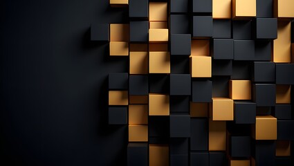 Abstract black and gold cubes background wallpaper for desktop and mobile phone screensavers 4k