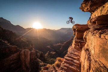 extreme motocross jumping at the grand canyon