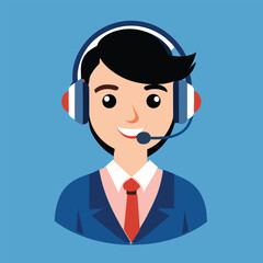 vector illustration of a businessman with headset