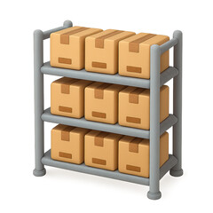 3D Icon of Inventory Shelf Rack, Warehouse Storage Retail E-Commerce Management