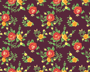 Classic Flower Pattern for Digital Textile Printing