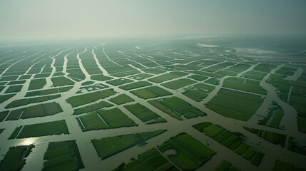 Aerial photography showcasing expansive farmland, cultivated fields, and rural landscapes, ideal for visualizing concepts like land lease, agricultural development, sustainable farming, and farmland i
