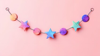 Pastel garland stars circles decoration party decor baby shower nursery mobile colorful chain