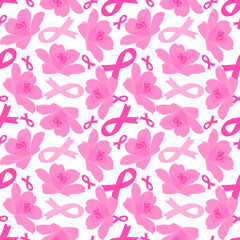 Pink floral pattern with awareness ribbons