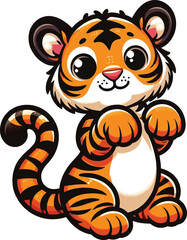 a cute playful funny Tiger vector illustration