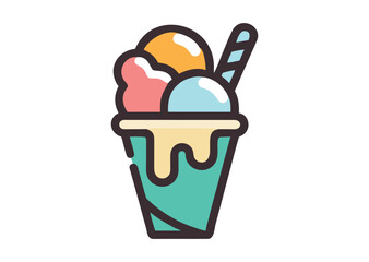 Ice cream Vector, Ice cream Icon Illustration