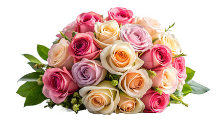 Fototapeta premium A bouquet of colorful roses isolated on transparent background