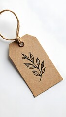 Kraft paper tag with botanical leaf design for gifts and product labeling and packaging design