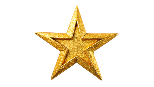 Glittering golden star isolated on transparent background - Powered by Adobe