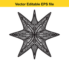 Elegant Starfish Pattern with Intricate Details A Black and White Decorative Design for Crafts and Creative Projects