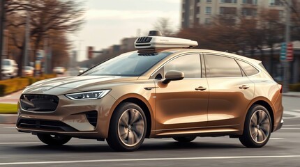 Autonomous Car City Street Drive.