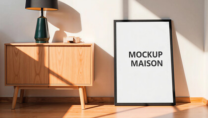 Mid-Century Minimalist Poster Frame Mockup in Sunlit Interior