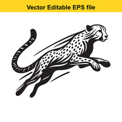 Dynamic Cheetah Vector Illustration A Striking Depiction of Speed and Agility in Black and White Design Ready to Pounce