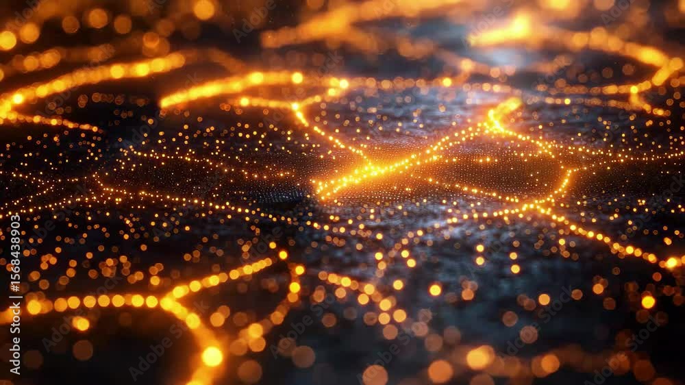 Fototapete Abstract representation of glowing networks illuminated at night creating a dynamic visual of interconnected data streams