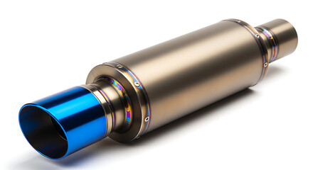 exhaust, muffler, car colorful TIG welds, a sign of high-quality craftsmanship.