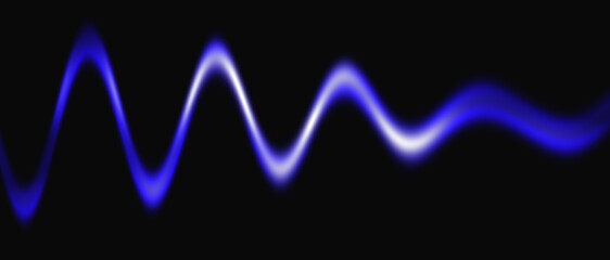 Blue and White Wavy Light on Black Background