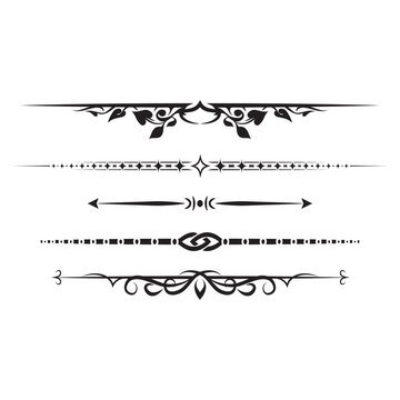 Calligraphic page dividers retro decoration book ornament chapter and arrow