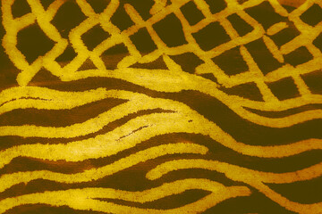 Jaguar Animal Print. Clouds Watercolor. Gold