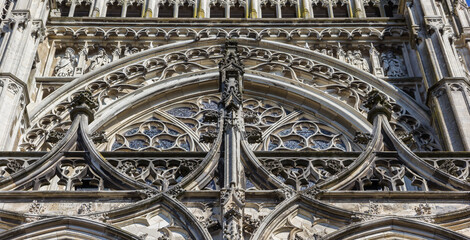 Front facade of the historic St. Jan church in Den Bosch, Netherlands