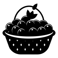 Silhouette vector art illustration of blueberries in a basket
