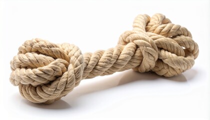 Fototapeta premium Braided Rope Dog Tug Toy with Knotted Ends on White