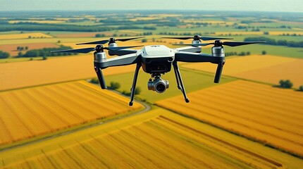 Drone surveys farmland in a brushstroke