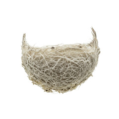 Natural Bird Nest Made of White Fibers PNG Isolated on Transparent Background