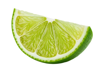 Photorealistic Lime Wedge Green Citrus Fruit Slice isolated on a transparent background 1