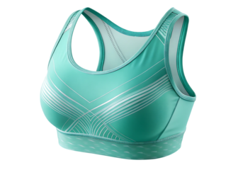 Teal Sports Bra 3 D Render Abstract Geometric Design isolated on a transparent background