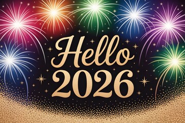 Abstract background with stars and colorful explosion of celebration fireworks for a happy new year design