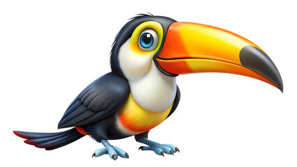 Cartoon toucan bird isolated on transparent background