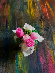 Floral candle Bouquet on Textured Surface