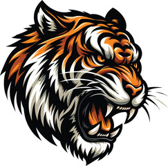 A Tiger head and angry moment diferent angel vector illustration