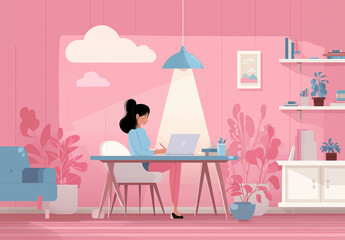 An illustration of an individual sitting at their desk