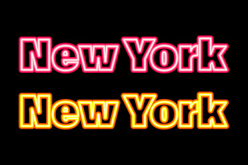 New York neon text on black background. New Yokr neon in vintage style on black background. Vector typographic design. Vector graphic illustration