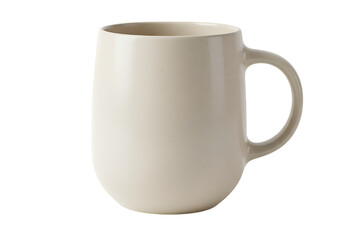 Off White Ceramic Coffee Mug with Rounded Shape isolated on a transparent background