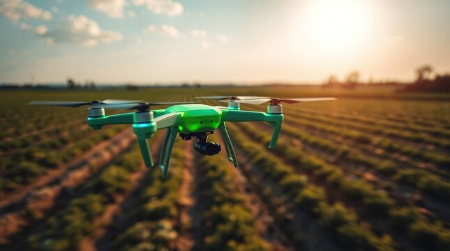 Drone Agriculture Field Sunset.