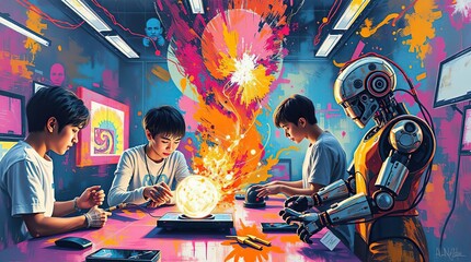 Students test robots with vibrant aura