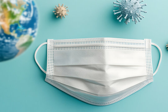 Face mask protecting the world from airborne diseases like a virus. A reminder of global health awareness and safety measures during a pandemic. - Powered by Adobe