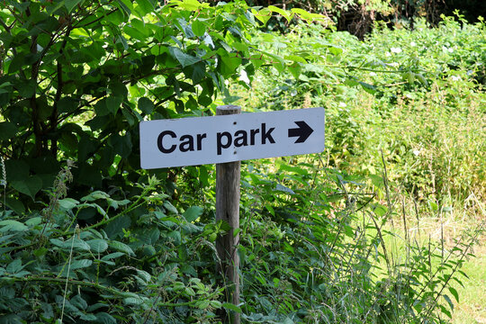 Car Park Sign in a Green Park Setting