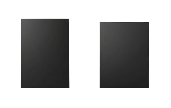 set of two Open set black leaflet paper poster template , paper sheet mockup. black poster mockup. on white background top view 
