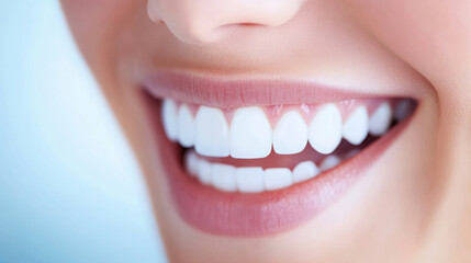 Obraz premium Bright smiling woman showcasing perfect dental health for european dental care concept