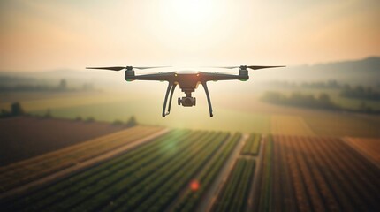 Fototapeta premium Drone Farming Aerial Sunrise.