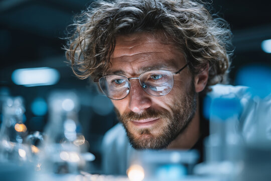 Biotech engineer working meticulously on NAD device calibration in lab