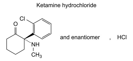 Chemical structure of ketamine hydrochloride, drug substance