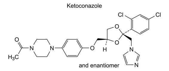 Chemical structure of ketoconazole, drug substance