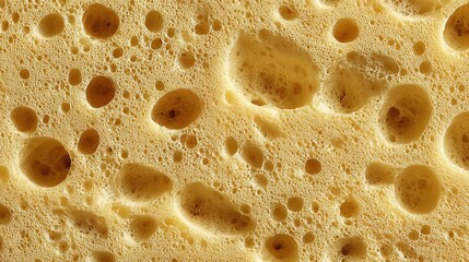 Captivating porous texture of a pale yellow material. Interconnected holes and intricate cellular structure create an intriguing abstract pattern.