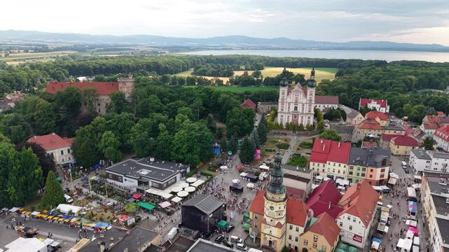 Poland city drone shot